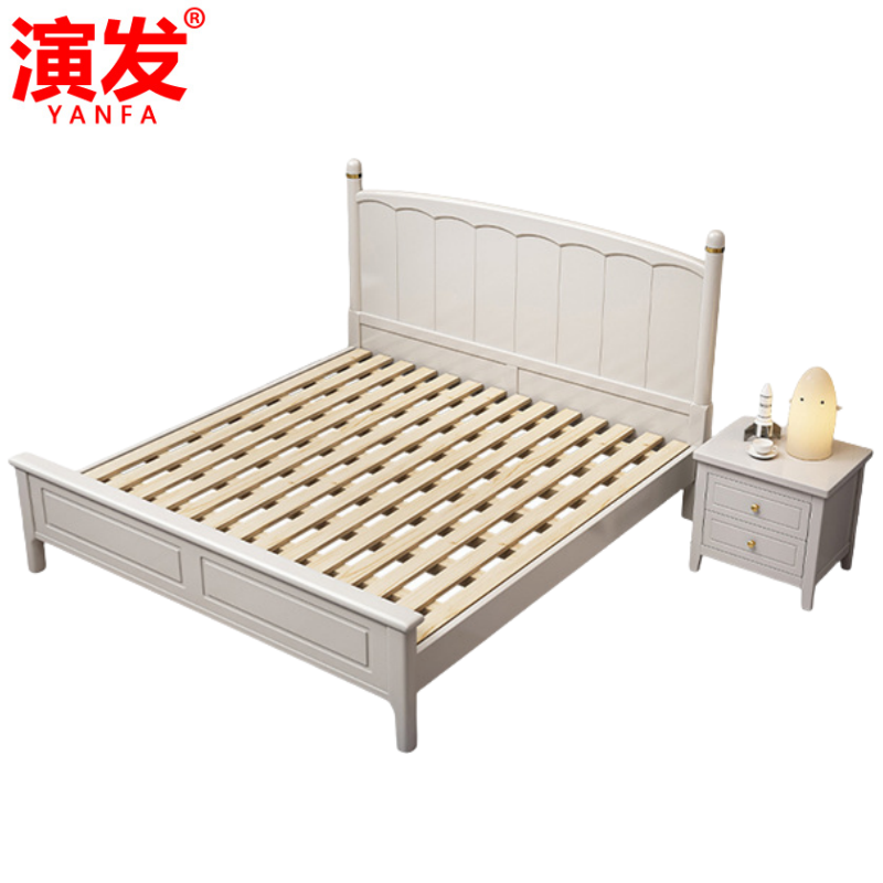 演发 双人床+柜+垫 1.8米 套高清大图