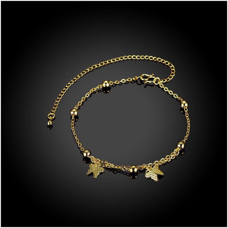 A058-A Women 18K yellow gold anklet jewelry 镀黄金色女脚链潮