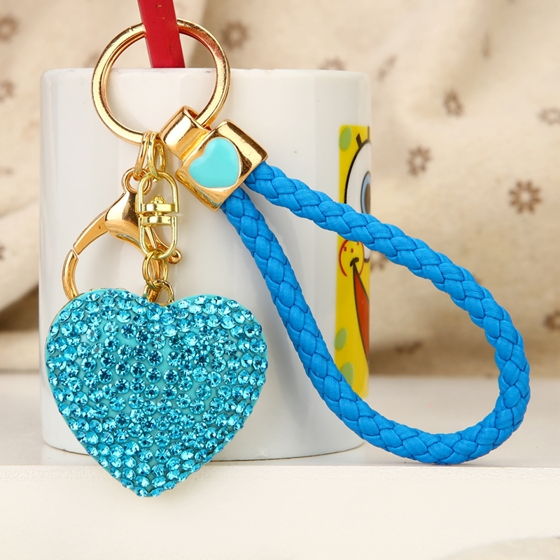 水钻水晶小爱心形汽车钥匙扣女男韩国可爱创意包挂件钥匙链圈礼品bv