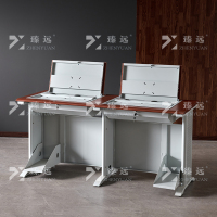 臻远 ZY4012423 隐藏式翻转电脑桌培训桌办公桌C款双人位