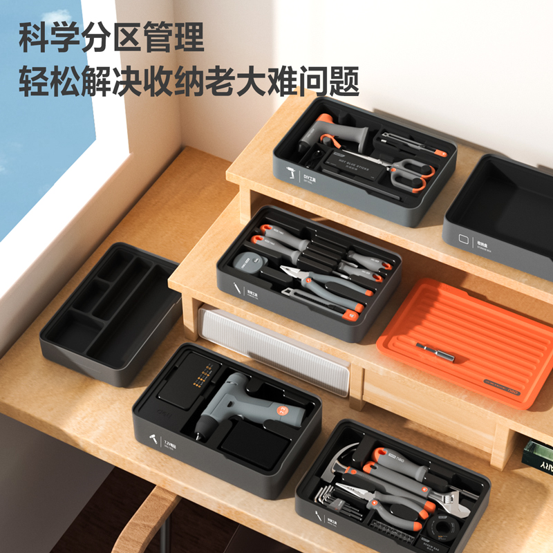得力(deli)H1001-E 层叠式工具组套 34件安装工具套装 橙色 1套高清大图