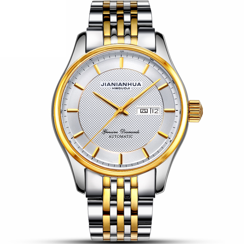 瑞士嘉年华CARNIVAL手表 新款商务系列防水男士全自动机械表 男正装时尚双日历精钢男表 精钢金属腕表8612G高清大图