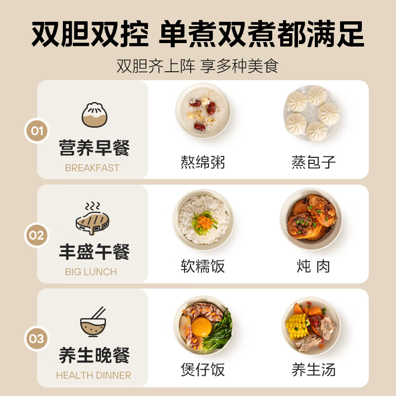 美的(Midea)MB-RC328双胆电饭煲3.2L(单位:台)杏色高清大图