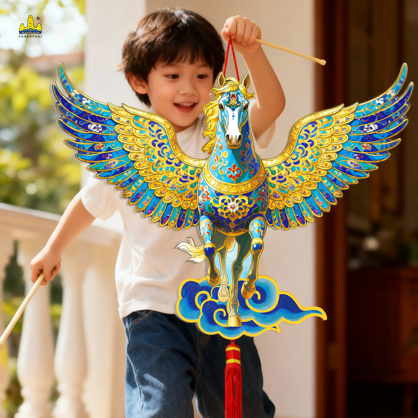 马年国风儿童手工灯笼diy材料包过年创意手提led发光卡通2026新款灯笼高清大图