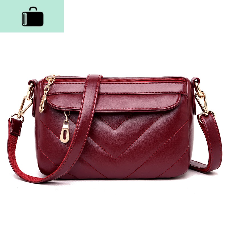 中年妈妈包包女2020新款女士中老年人时尚婆婆妇女小包单肩斜挎包NEWLAKE 红色V字