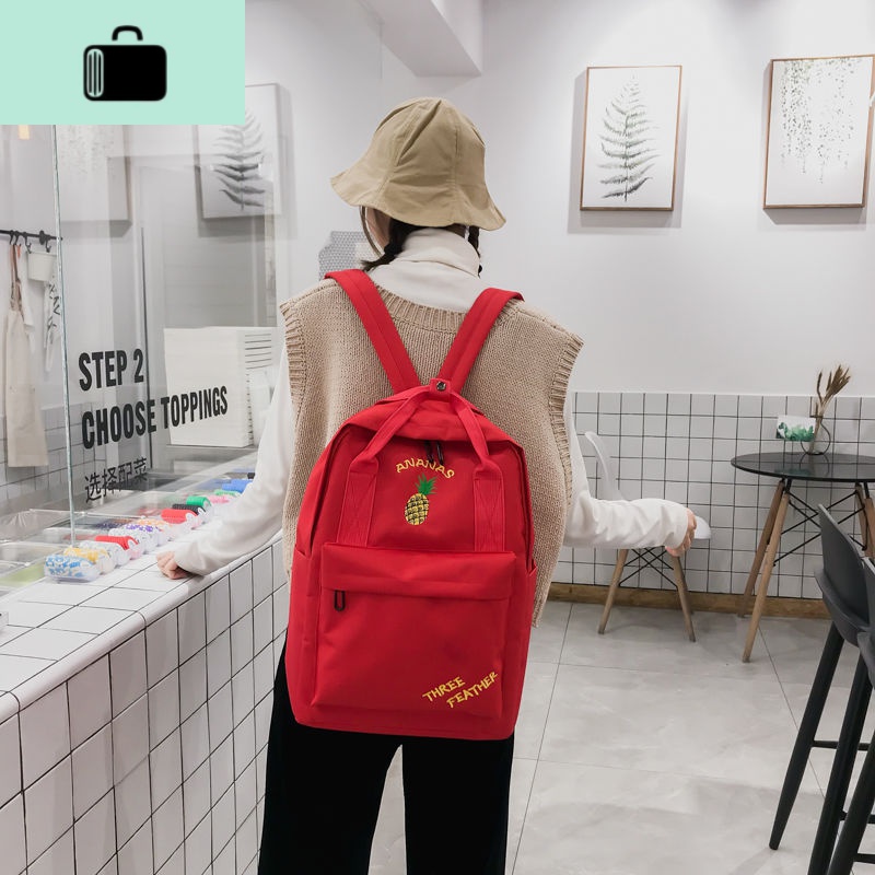 刺绣水果软妹书包女ins原宿中学生背包学生风ulzzang少女心双肩包NEWLAKE高清大图