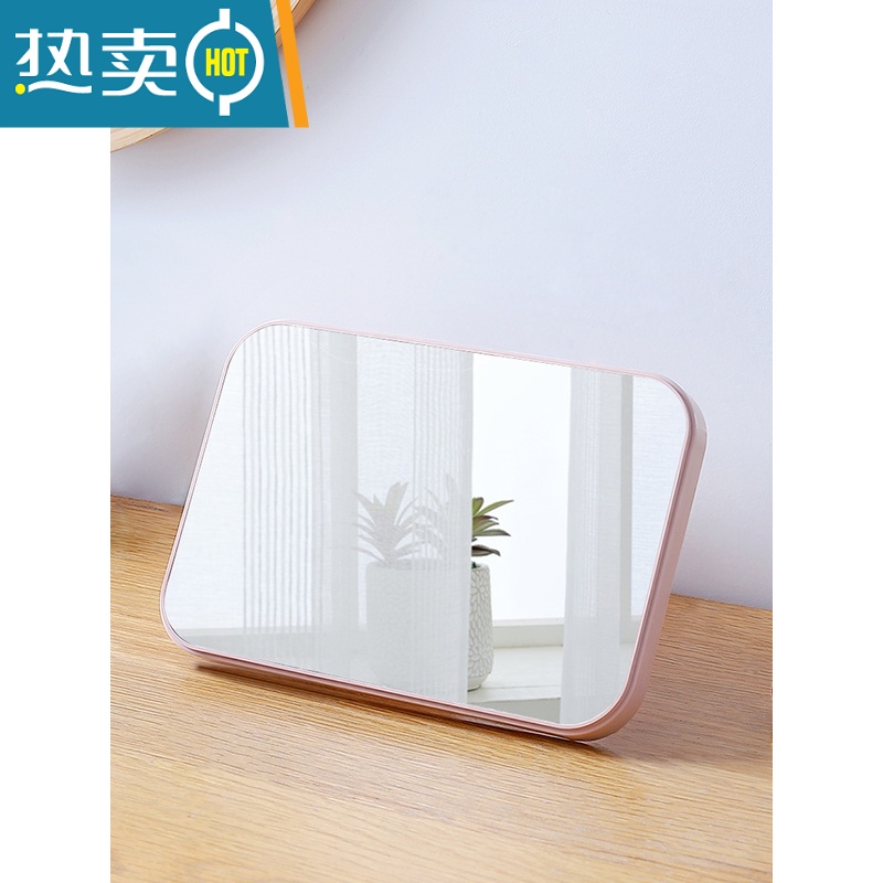 敬平家用台式可折叠化妆镜 便携式随身女美妆镜子学生宿舍桌面梳妆镜 柠檬黄-猫耳款[带收纳底盘]便携式用镜高清大图