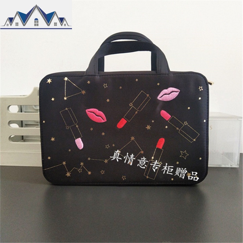 19秋季黑色红唇星座手提包 化妆包 洗漱包便携收纳包 三维工匠高清大图