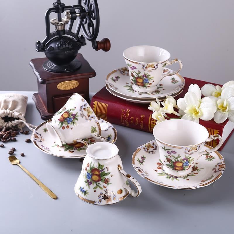 一杯一碟 陶瓷咖啡杯欧式奢华套装家用高档ins杯子下午茶金边花茶杯奶茶杯