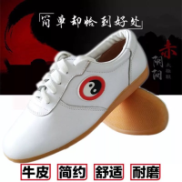 秋冬季头层软牛皮太极鞋女牛筋底男透气防滑V0