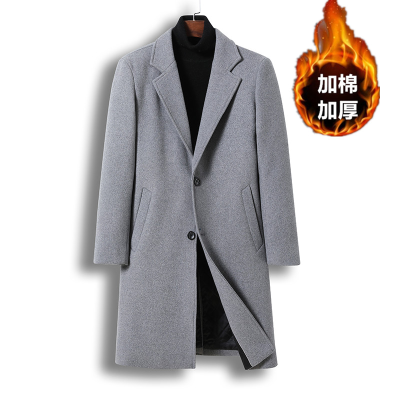 啄木鸟男士羊毛外套2024冬季加棉加厚毛呢大衣中长款高端呢子风季高清大图