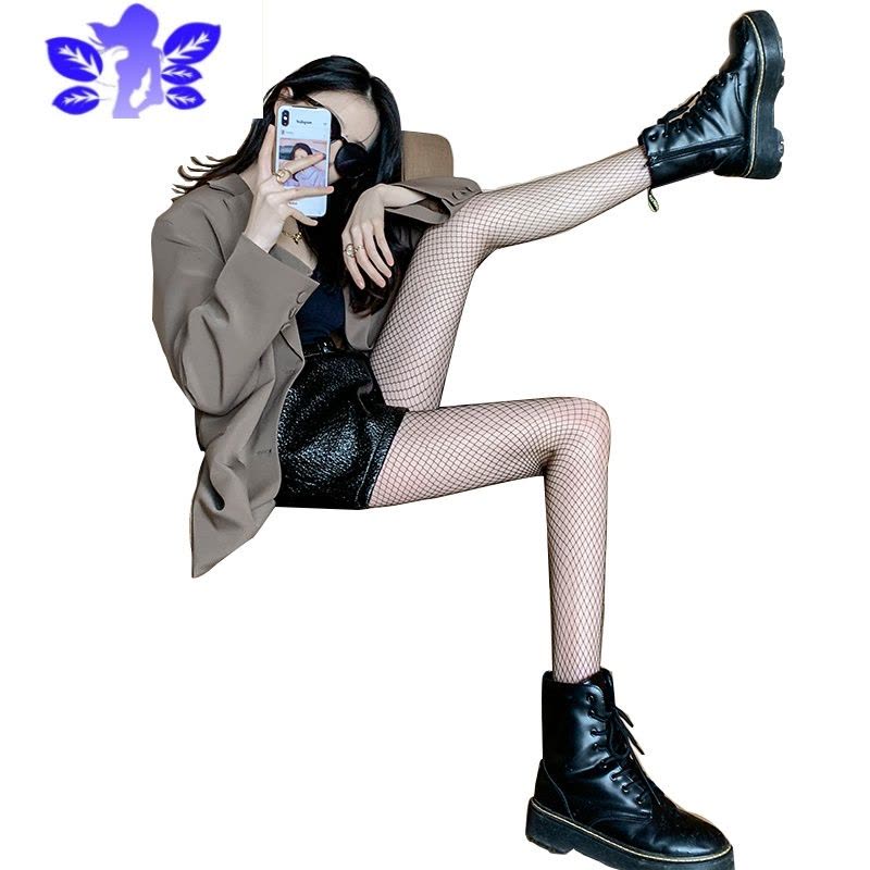 Ideamini黑丝渔网袜丝袜女ins潮薄款性感网袜黑色jk蕾丝网格夏季辣妹鱼网图片