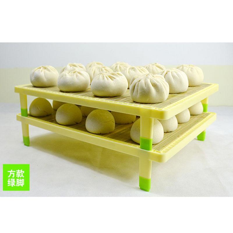 开馨宝 天然竹片可叠加多功能面食帘 饺子包子托盘垫 方形（有脚款）42*30*5cm
