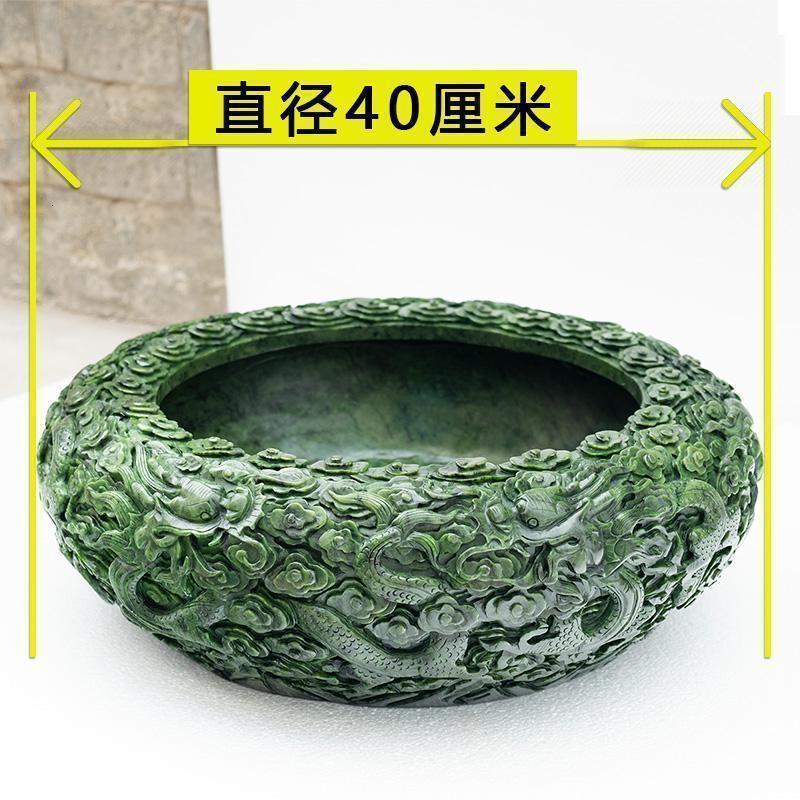 家柏饰(CORATED)玉石九龙奇石刻碧玉鱼缸庭院客厅办公室摆件高清大图