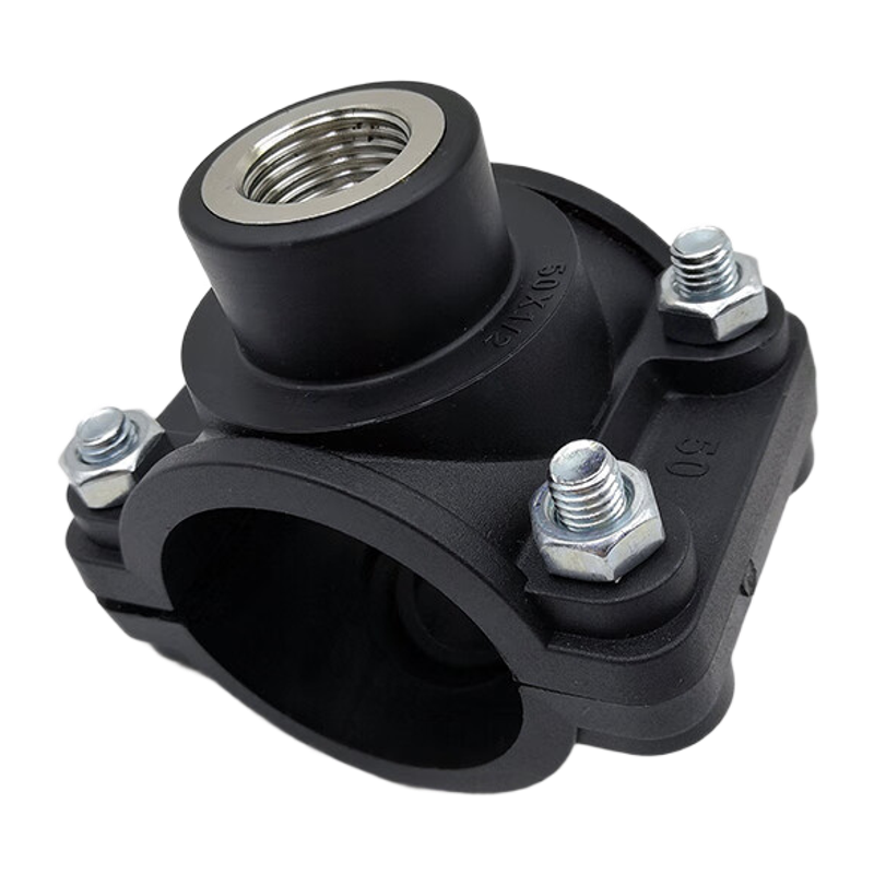 鸣固 PE50*1/2不锈钢内丝鞍座 三通钢内丝接口 PE管道快速抢修补漏 鞍座分水器水管增接口配件高清大图