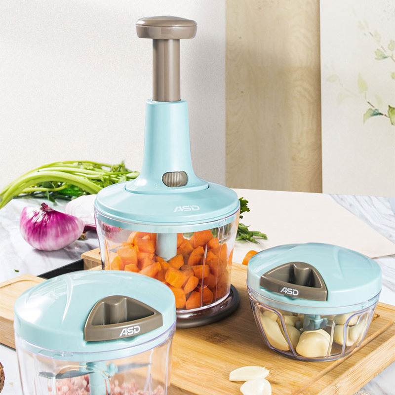 爱仕达多功能料理器拉蒜器家庭手动剥蒜压蒜神器饺子馅绞肉机蒜蓉姜末辣椒面机 RGS08B4WG