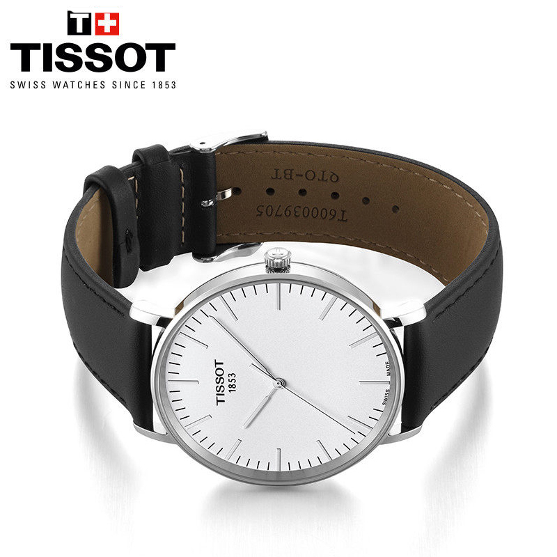 天梭(TISSOT)手表 石英表 男女 新款魅时简约时尚潮流超薄腕表 商务风男士手表 真皮革男装防水石英表 天梭正品