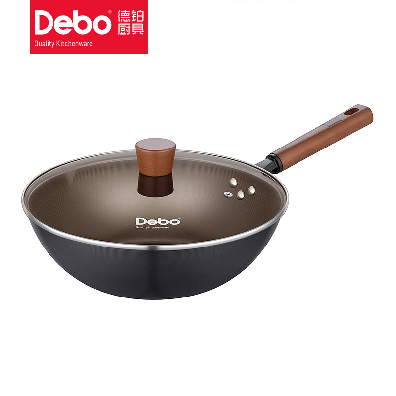 德铂(Debo) DEP-892 西多夫带盖 (炒锅) 不粘炒锅轻铁锅 32cm