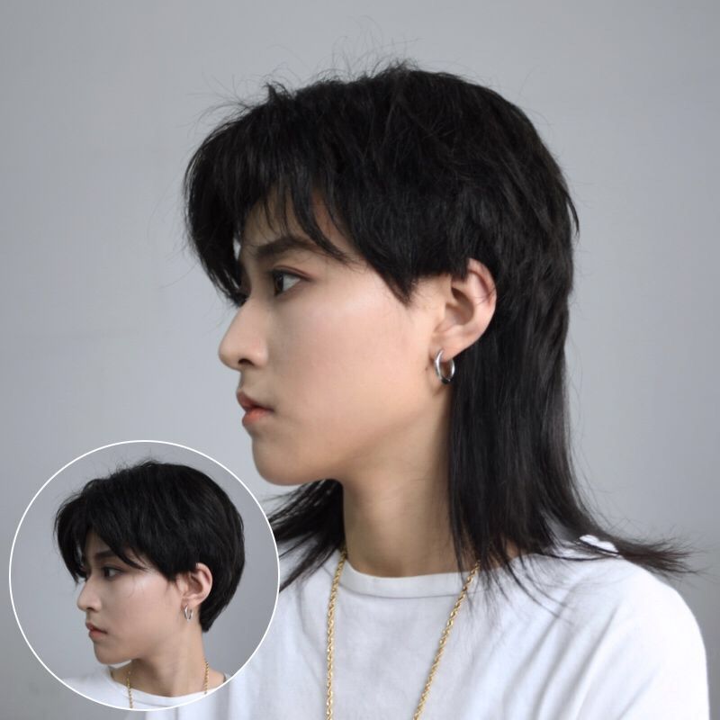 鲻鱼头男士个性假发片接长发的逼真发片隐形无痕披肩发整顶假发套 深棕色 一片式假发