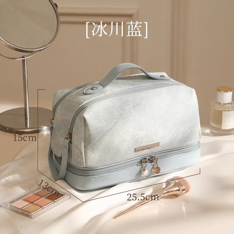 化妆包收纳袋女新款便携式洗漱化妆品大容量出差旅行高端包包1085 冰川蓝