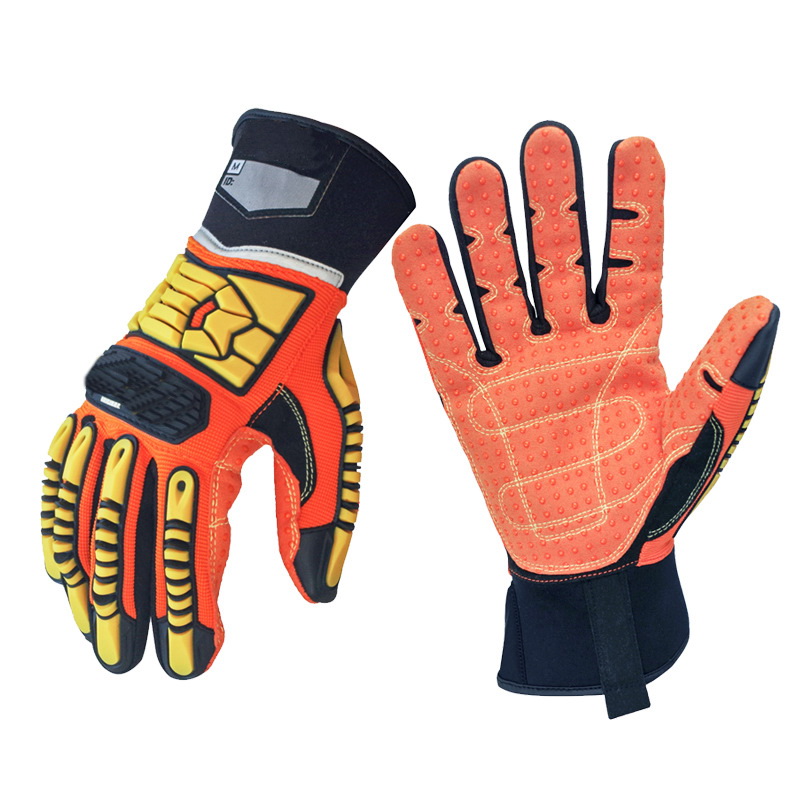 SHFY/赋远防砸手套SHFY-FZ101-XL橘黄颗粒防砸 薄款 带手套夹 副高清大图