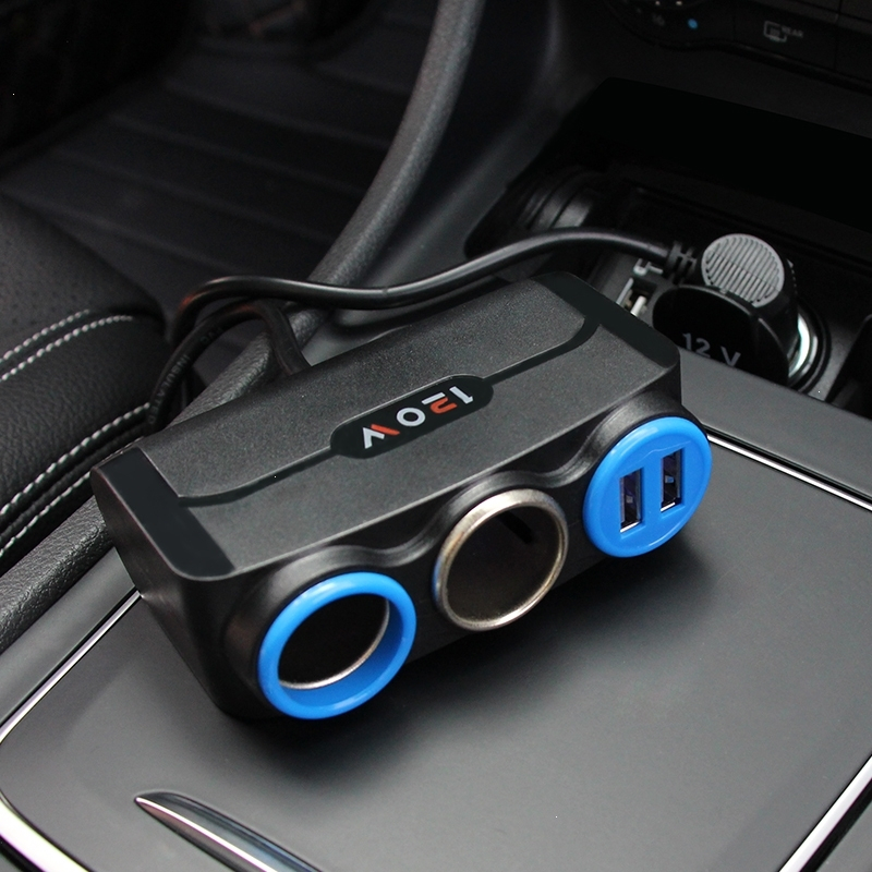 多功能车载电源分配器一拖二双usb接口电压12v24v车载充电器车载点烟