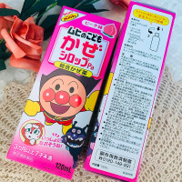 池田模范堂(MUHI) 日本面包超人伤风咳嗽药水糖浆 感冒鼻塞发冷发热流鼻涕膳食营养补充剂止咳糖浆水蜜桃味120ml粉色