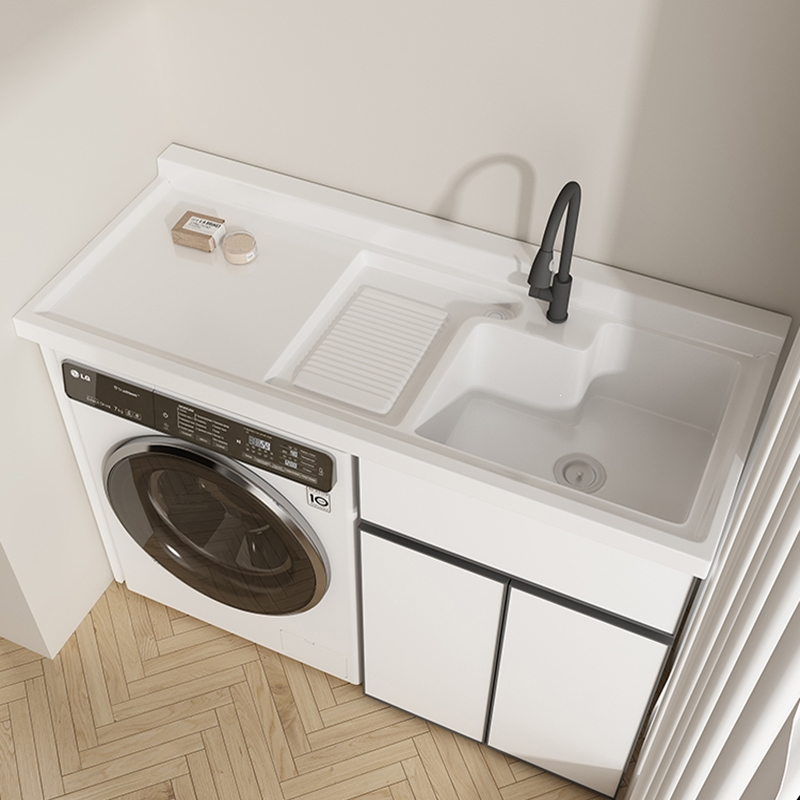 半梅现代简约加大盆池太空铝洗衣机柜阳台组合伴侣洗衣槽池洗衣柜定制