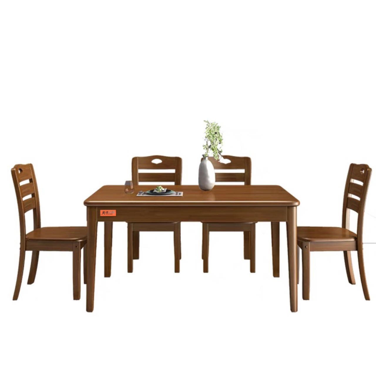 美沐芯品 餐桌+4个餐椅 1400*700*760mm/ 套(cz10002) 红色1400*700*760