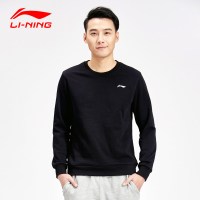 李宁(LI-NING)运动卫衣男常规款圆领套头衫春季新款宽松休闲上衣长袖薄外套运动服加绒保暖针织棉打底衫