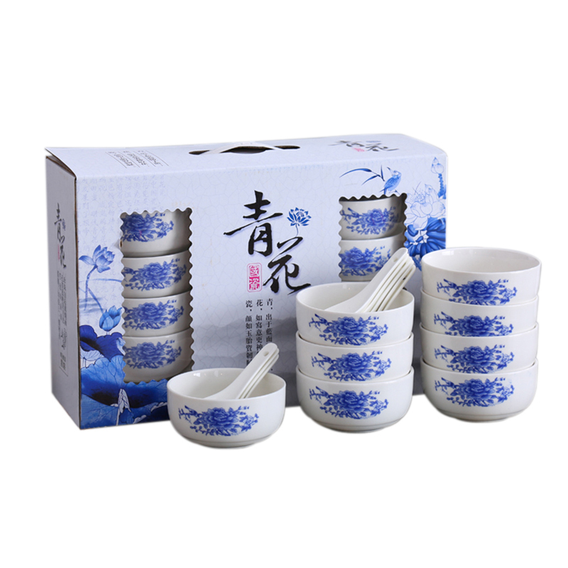 青花瓷碗套装8碗8勺 XTL227 八人份活动宣传 (套)