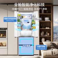 美的(Midea)M60系列超薄可嵌入式一级变频除菌法式多门四开门家用无霜白色大容量智能电冰箱MR-421WUFPZE