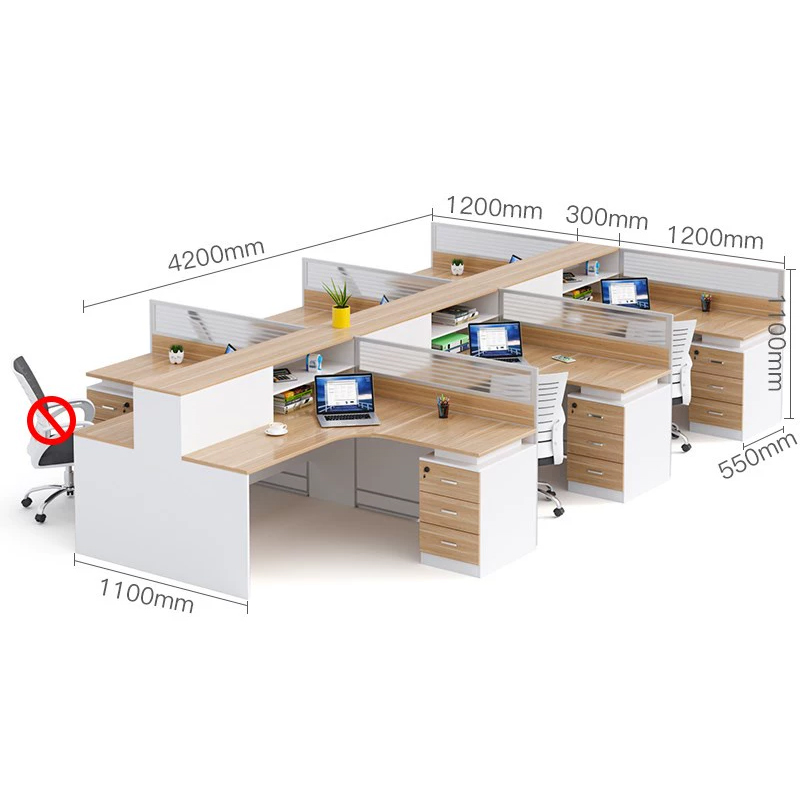 中豫鑫泽 ZYXZ5031409 职员桌屏风工位职员办公桌 干字型六人位含柜高清大图