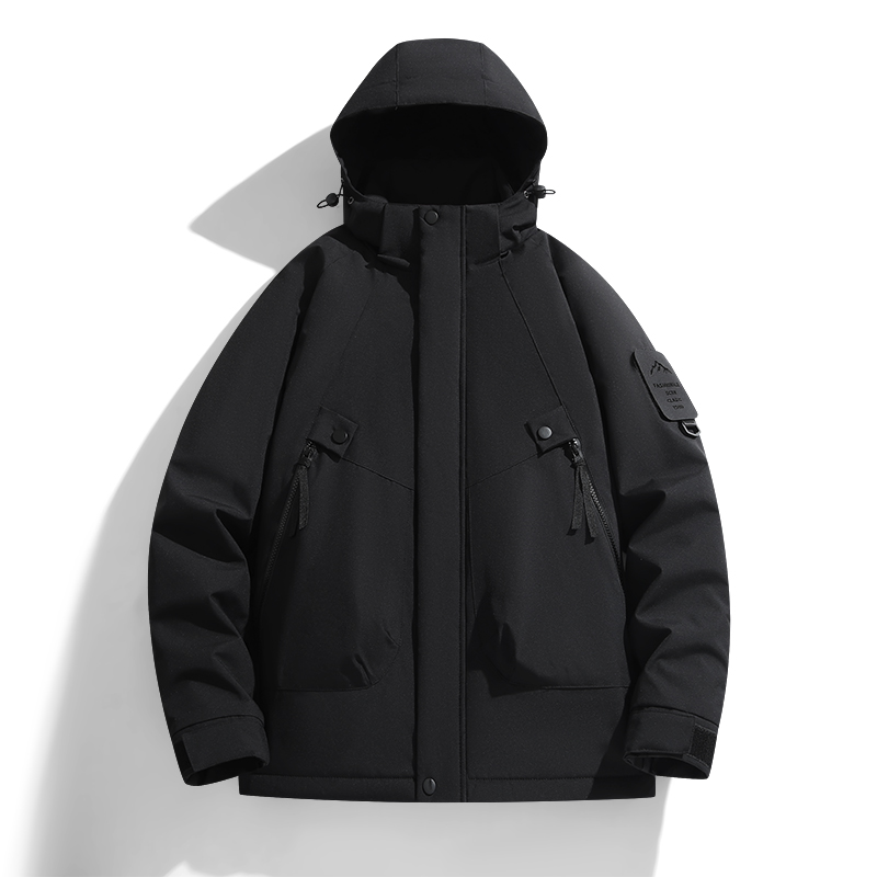 渔人船长秋冬情侣款户外保暖棉衣轻薄防风石墨烯男女款防寒服外套 女黑色 XL