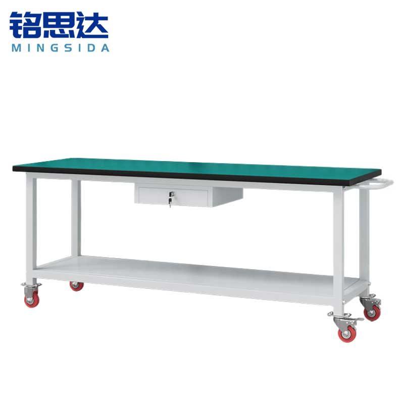 铭思达轻型防静电工作台双层180*60*75cm(带轮)张高清大图