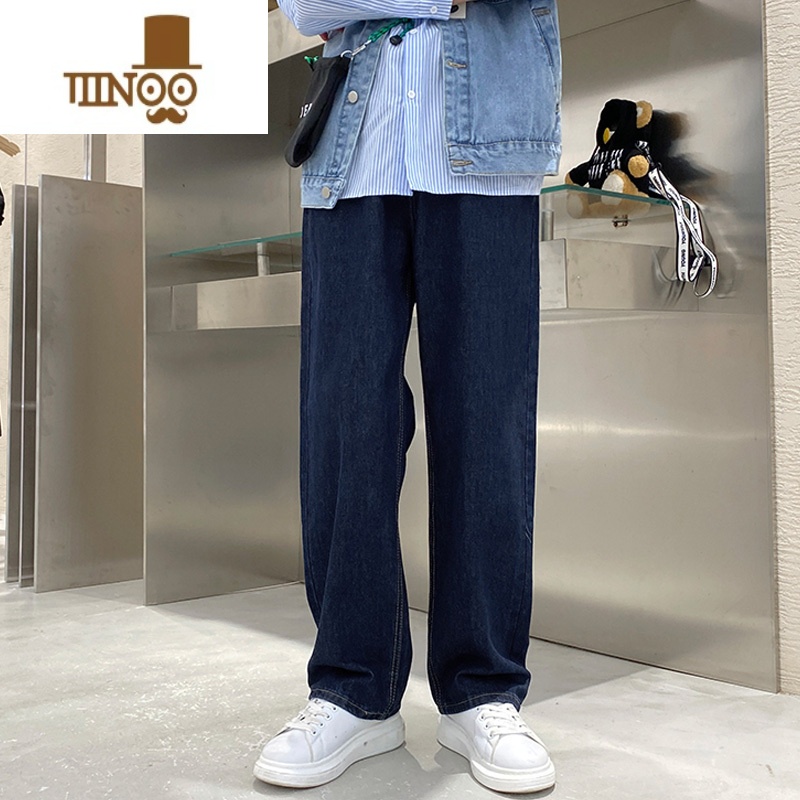 YANXU欧美高街vibe裤子ins潮美式复古牛仔裤男宽松直筒垂坠感休闲长裤高清大图