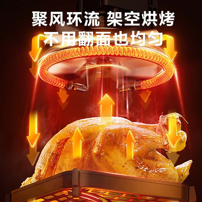 苏泊尔可视窗口免翻面5升大容量可拆洗远红外蒸汽嫩炸空气炸锅KJ50D63高清大图