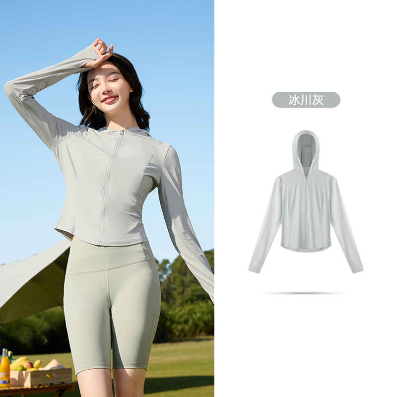 冰美C丨361°防晒衣女夏季冰丝透气修身防紫外线防晒服皮肤衣外套662514607V L 冰川灰