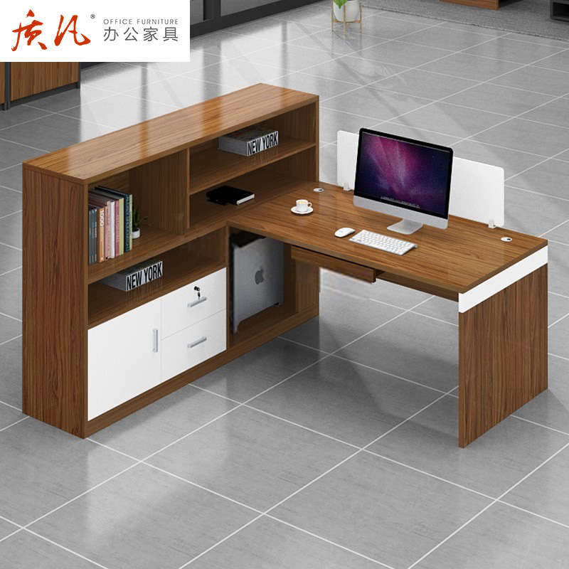 质凡办公家具办公桌组合职员 简约现代员工工位带柜子高清大图