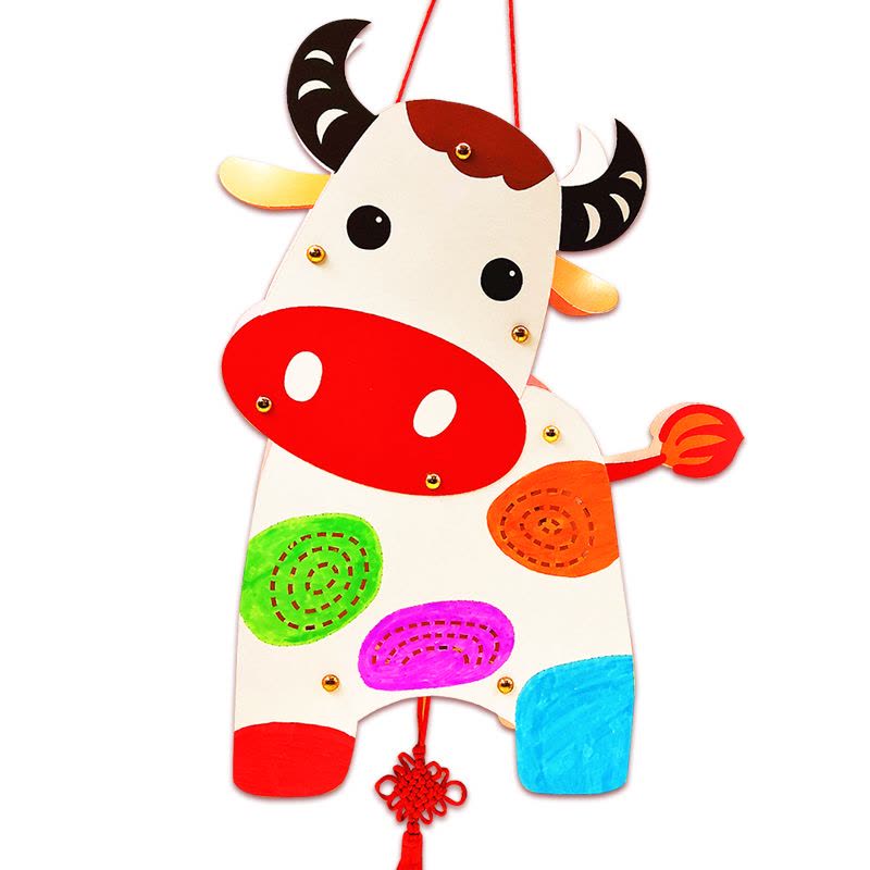 牛年灯笼diy手工制作材料包 春节新年幼儿园儿童手提卡通创意自制-图片