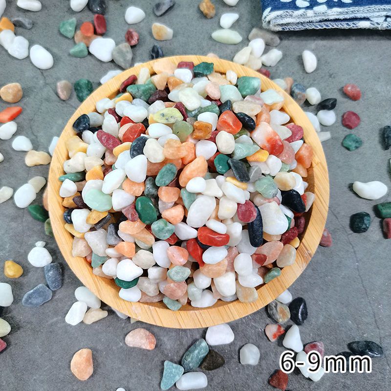 石子雨花石鱼缸底砂水族箱天然小石头造景装饰彩色五花石龟缸草缸 1斤(500g)_天然彩石3-5mm