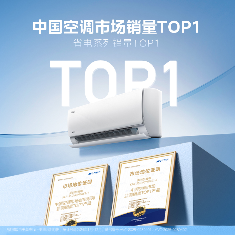 美的(Midea)空调大1.5匹酷省电2025款变频冷暖卧室家用挂机一级能效变频壁挂式KFR-35GW/N8KS1-1Q