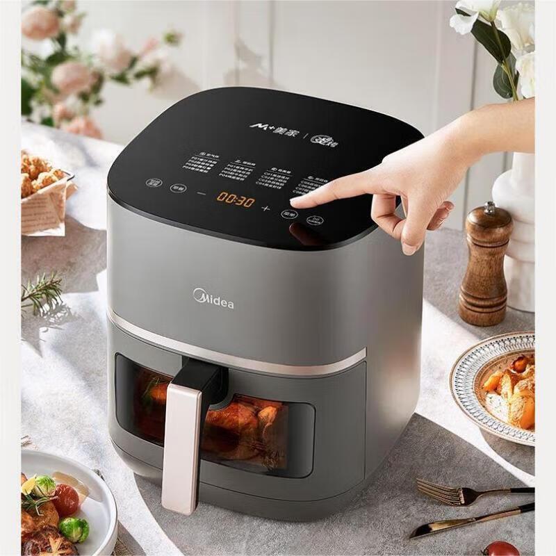 美的(Midea)空气炸锅5.3L大容量可视多功能轻油上下立体匀烤专业萃香程序薯条机 MF-KZC5591高清大图