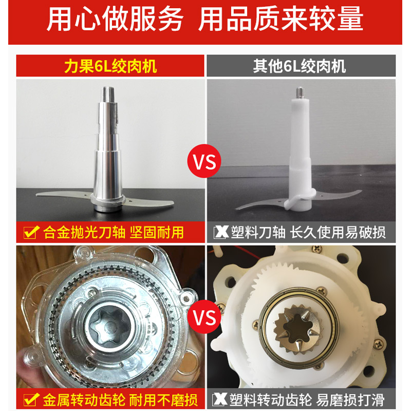 飞天鼠(FTIANSHU) 6L不锈钢电动小型家用商用绞肉机