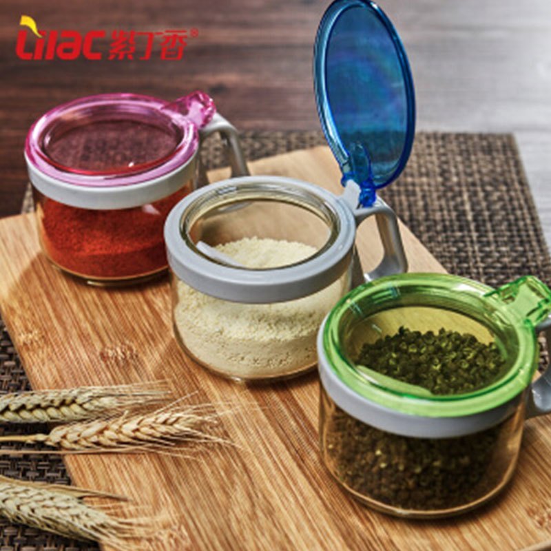 紫丁香 调料盒玻璃 调味罐套装厨房用品调料瓶罐调味盒创意盐糖罐（JA330）