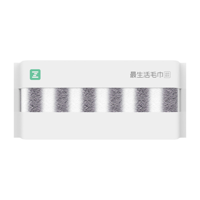 最生活 长绒棉毛巾 灰白条纹(计价单位:条)