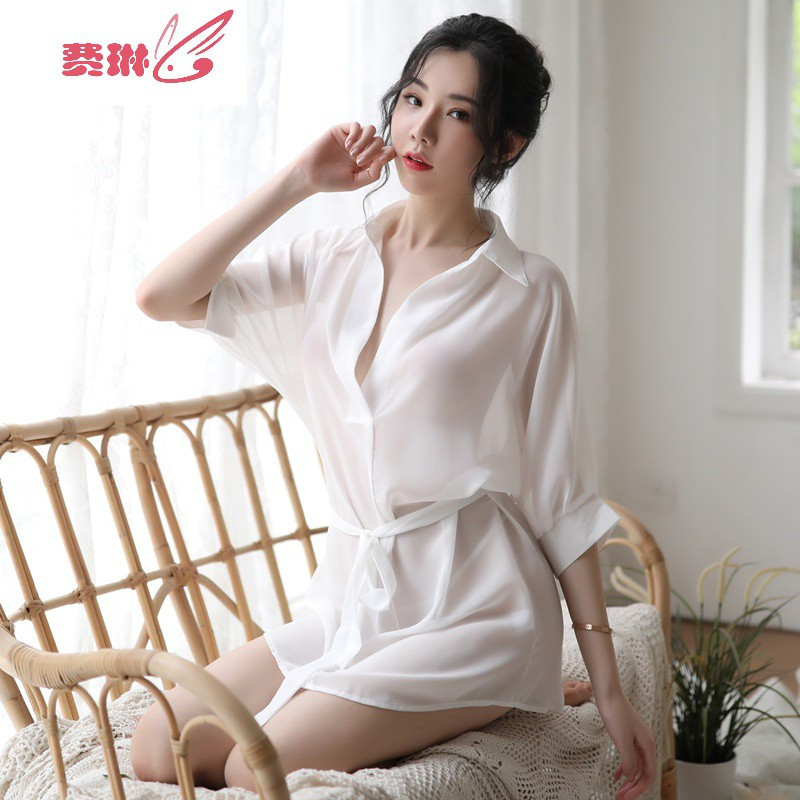 性感睡衣透明情趣内衣小胸免脱诱惑挑逗套装骚睡裙透视衬衫女 费琳