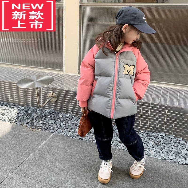 可莉允女童棉服冬装2022新款洋气儿童冬季棉衣加厚外套小女孩连帽面包服图片