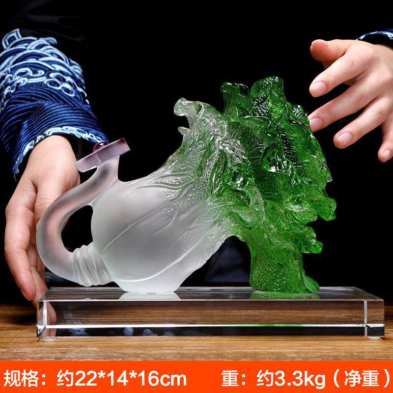 美帮汇百财如意古法琉璃玉白菜乔迁新居客厅装饰品玄关柜电视柜摆设高清大图