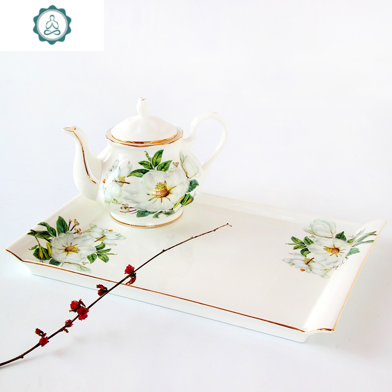 欧式茶具陶瓷茶盘茶托英式下午茶茶盘托盘带脚咖啡具置物盘封后茶花